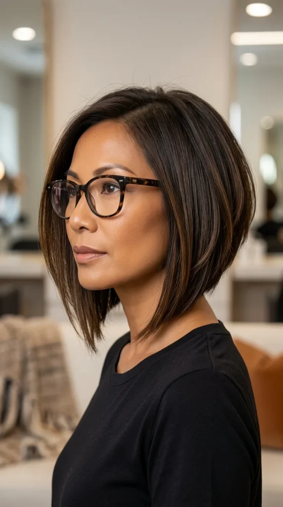 Asymmetrical Bob with Glasses
