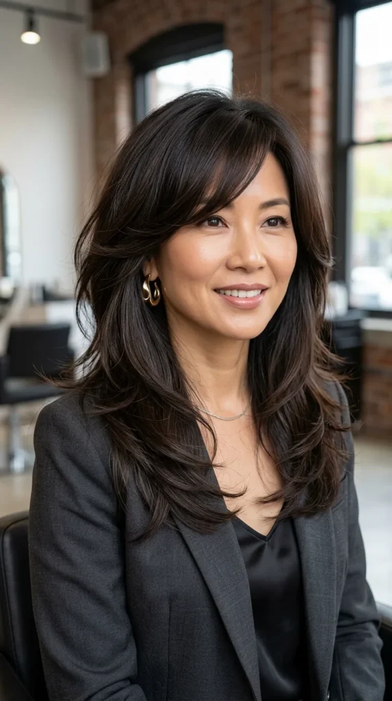 Butterfly Cut with Side-Swept Bangs