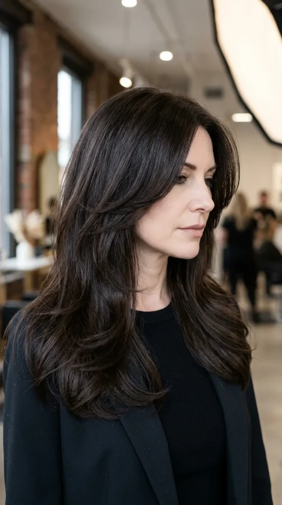 Butterfly Haircut with Espresso Brown Hair