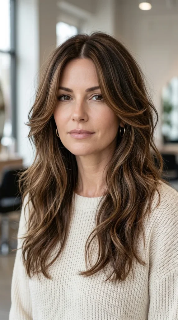 Butterfly Haircut with Long Layers and Center Part