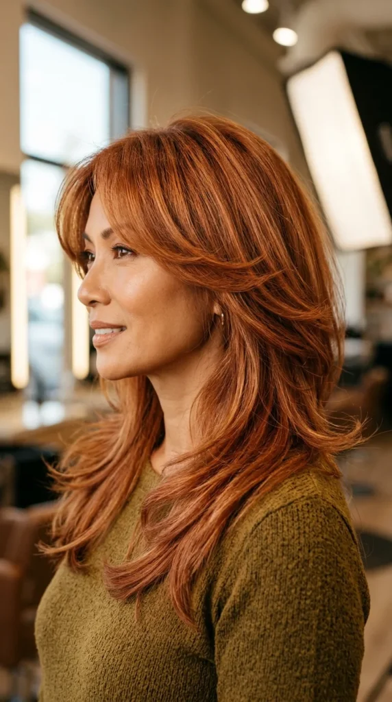 Butterfly Haircut with Warm Copper Tones