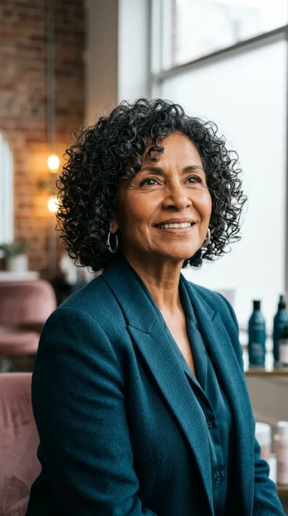 Chin-Length Curly Bob with Layers