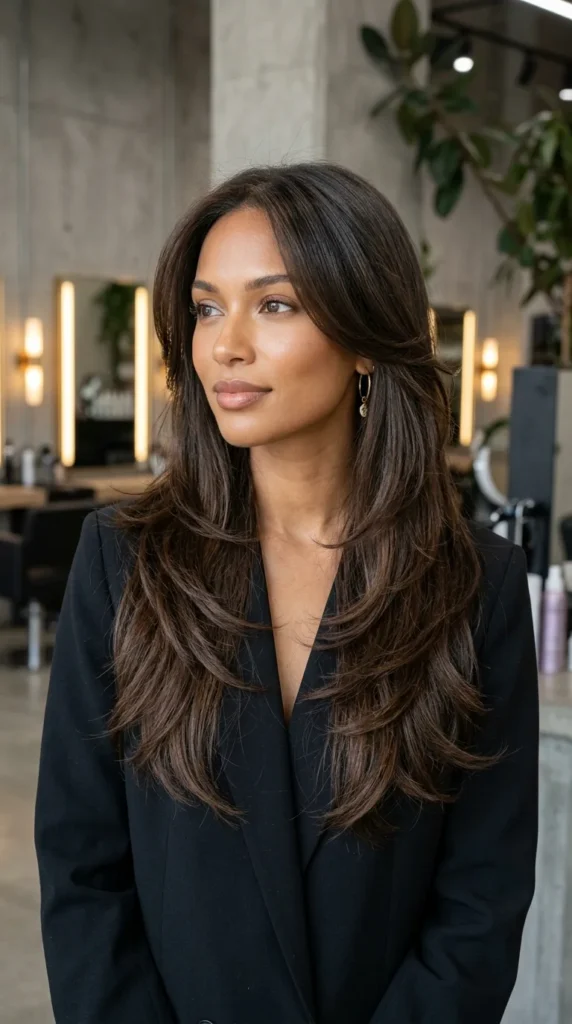 Long Butterfly Layers for Fine Straight Hair