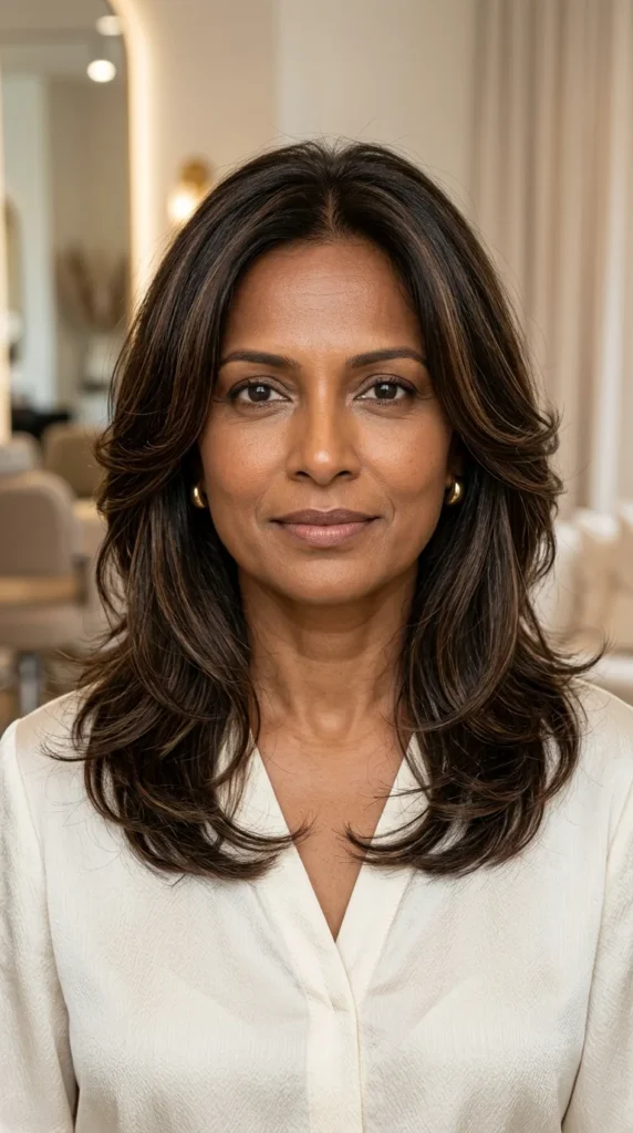 Medium-Length Butterfly Haircut Without Bangs