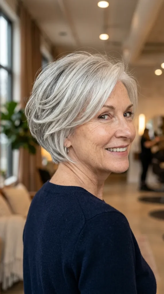 Short Layered Bob for Mature Women
