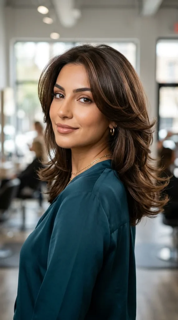 Shoulder-Length Butterfly Haircut with Feathered Ends