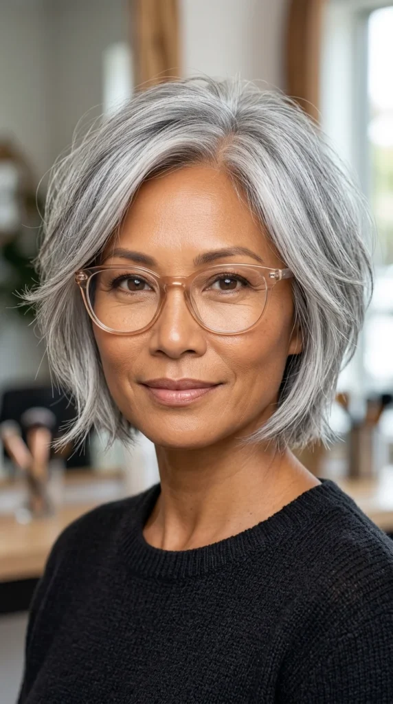Silver Layered Bob