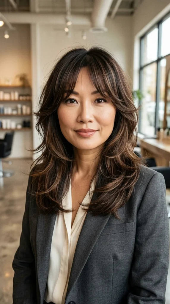 Soft Butterfly Layers with Wispy Curtain Bangs