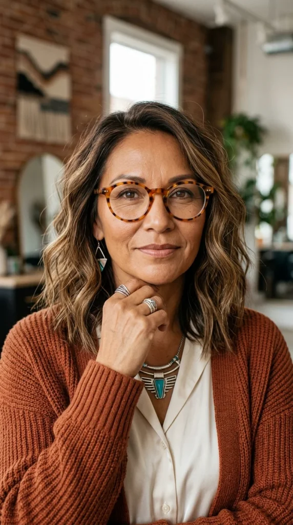 Wavy Lob with Glasses