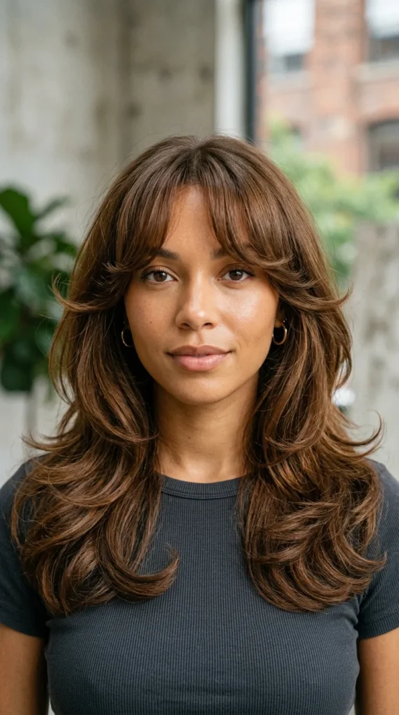 90s Layered Hair with Curtain Bangs