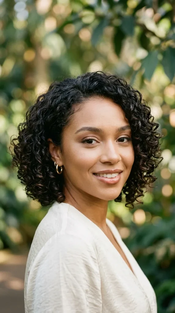 A-Line Curly Bob for a Sleek Finish