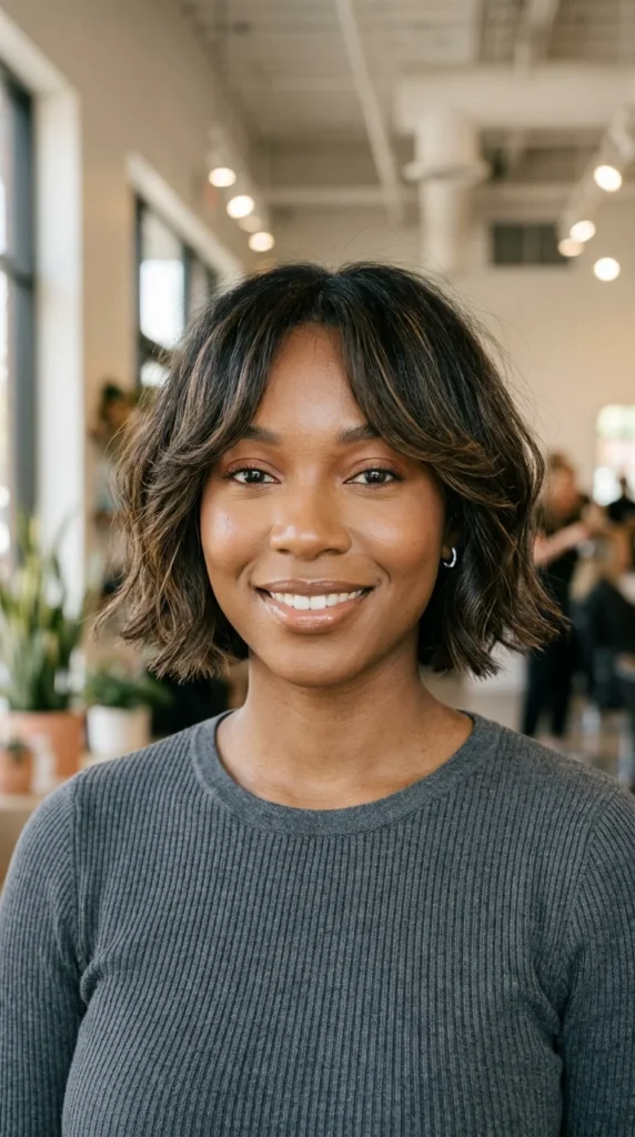 Air-Dried Bob with Curtain Bangs