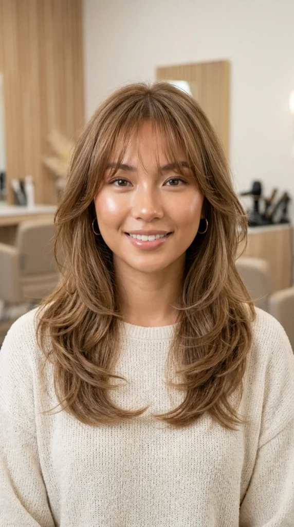 Airy Korean Curtain Bangs with Layers