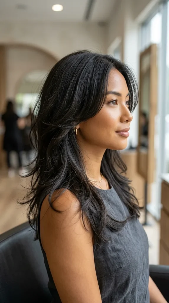 Airy Layers for Round Face with Middle Part