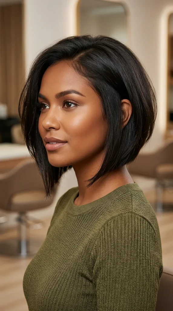 Angled Bob for Round Face