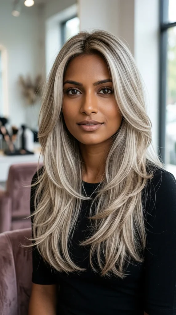 Ash Blonde Layered V Cut