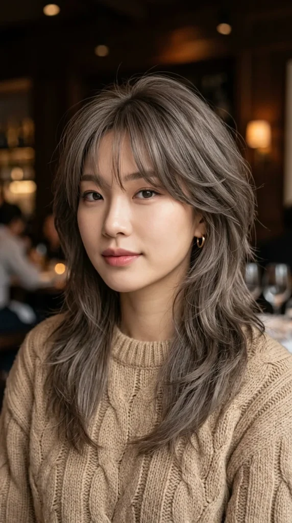 Ash Brown Korean Wolf Cut