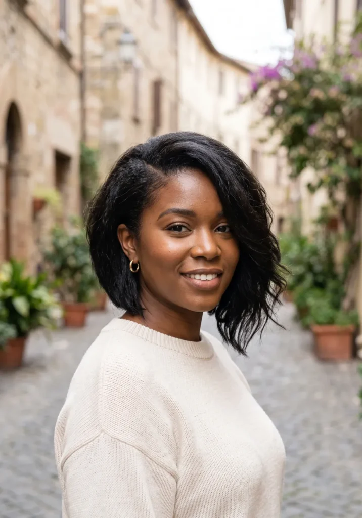 Asymmetrical Italian Bob with Side Part