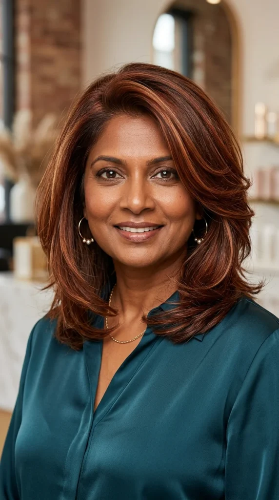 Auburn Layered Bob with Side Part