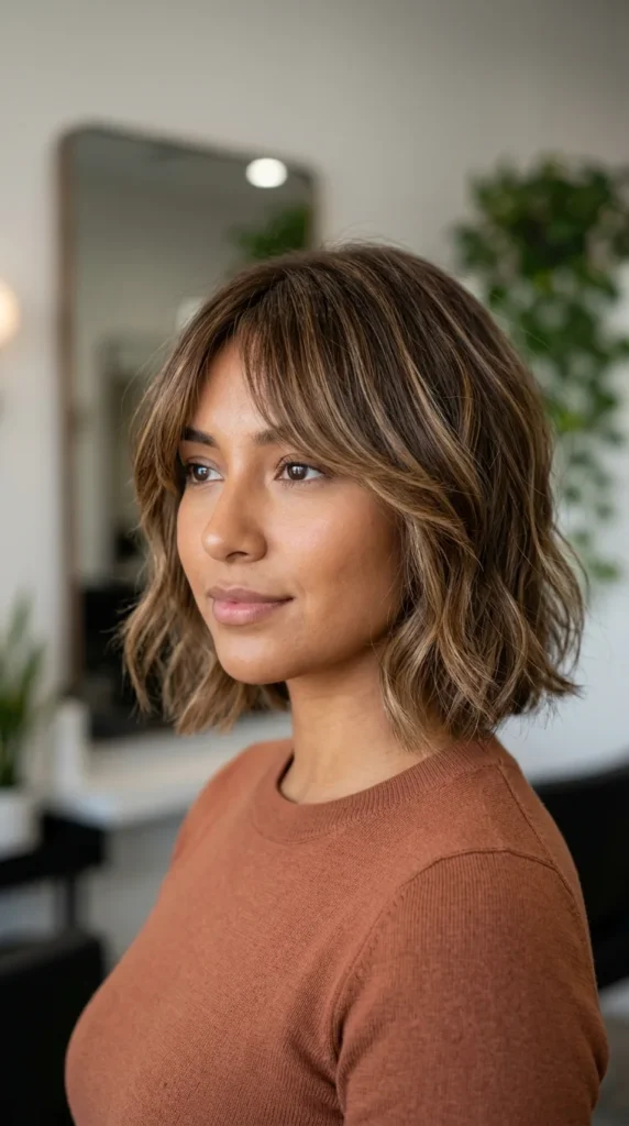 Balayage Bob with Curtain Bangs