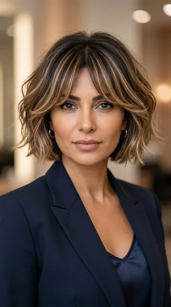 Balayage Bob with Curtain Bangs