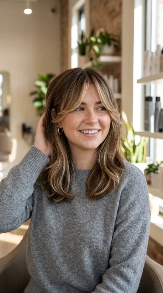 Balayage Hair with Curtain Bangs