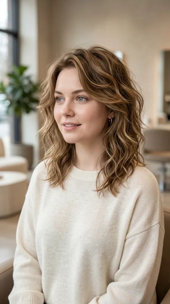 Beach Waves for Round Face with Layers