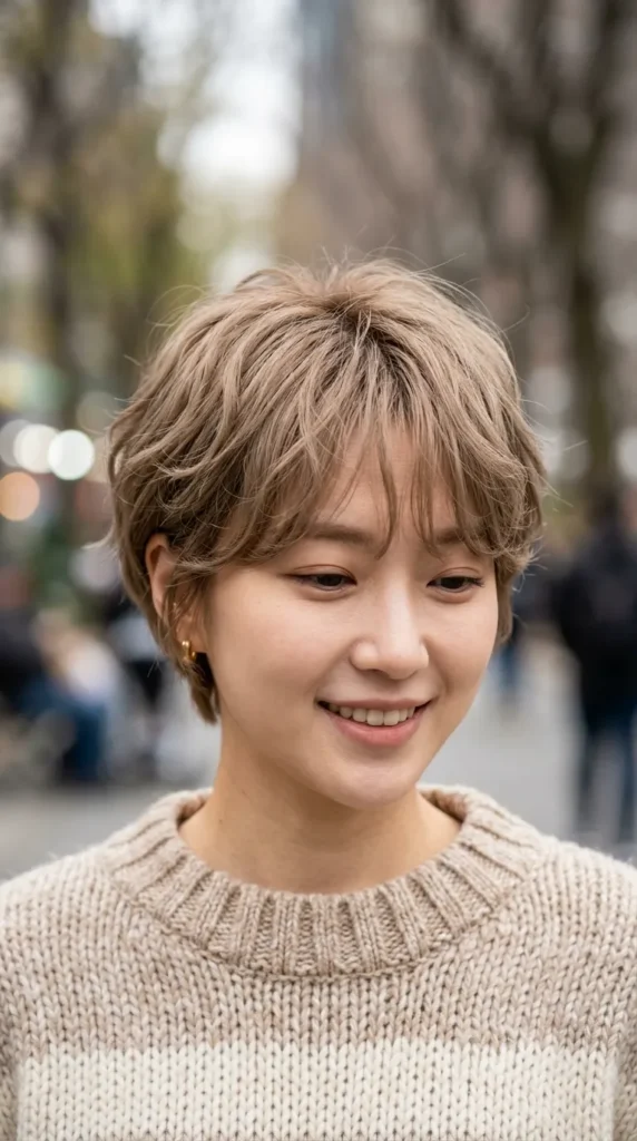 Beige Brown Korean Pixie