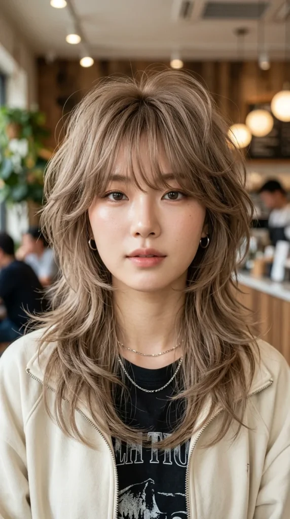 Beige Brown Korean Wolf Cut