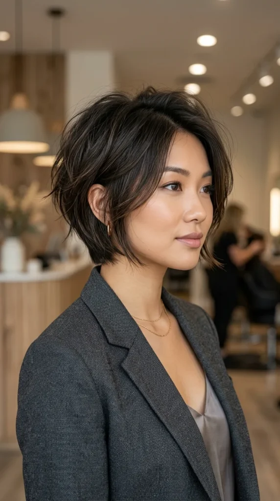 Bixie Cut for Round Face and Thin Hair