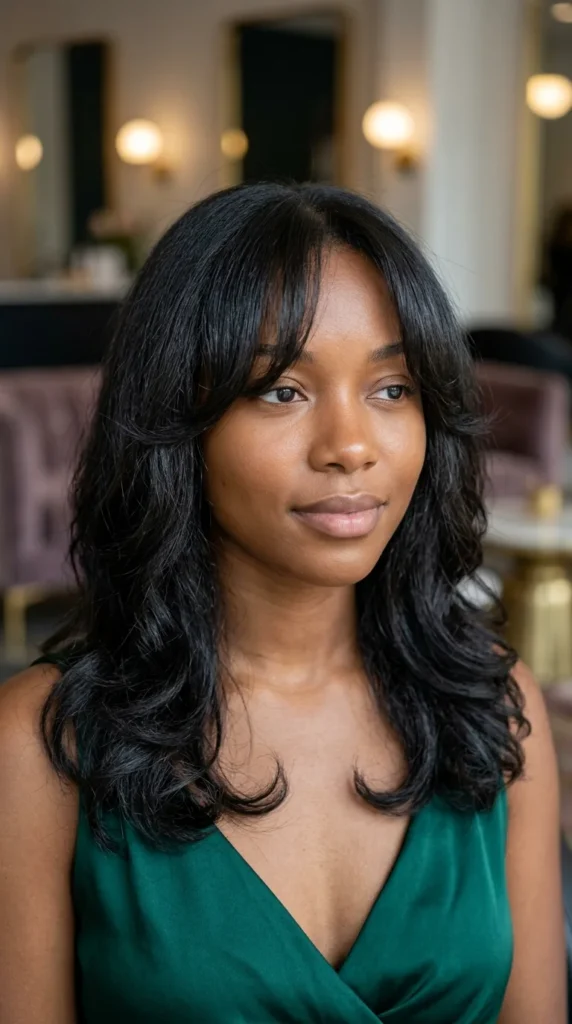 Blended Curtain Bangs for Oval Face