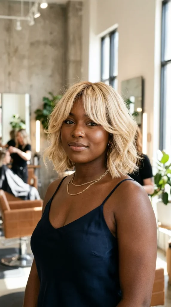 Blonde Bob with Curtain Bangs