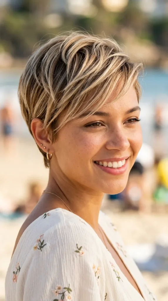 Blonde Highlighted Pixie Cut