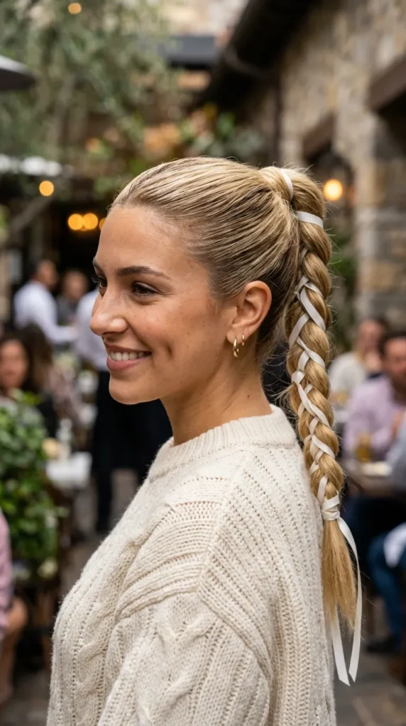 Blonde Ribbon Ponytail