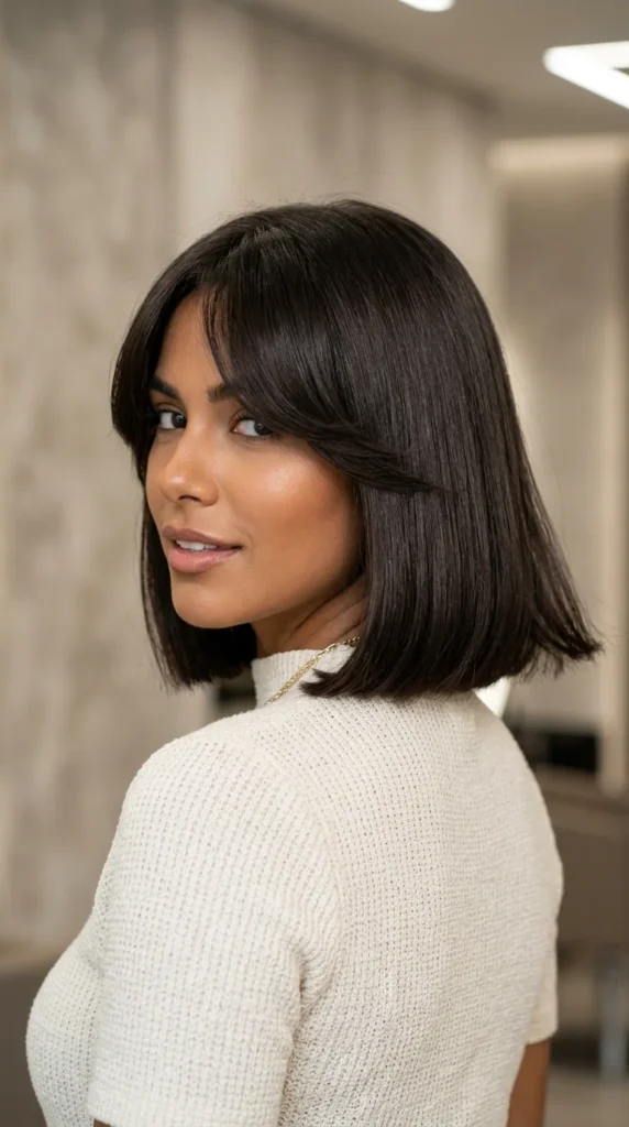 Blunt Bob with Curtain Bangs