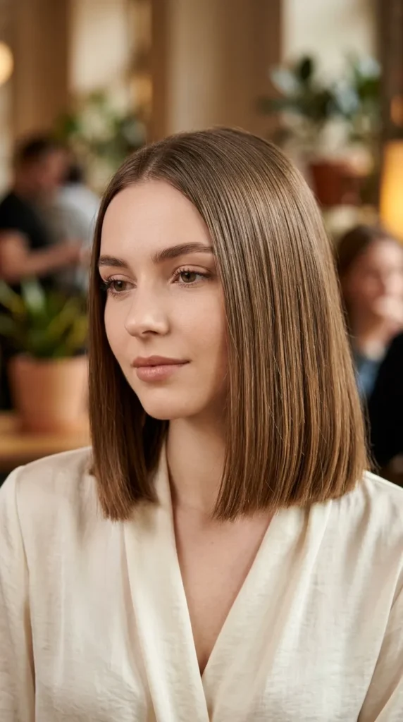 Blunt Lob for Oval Face