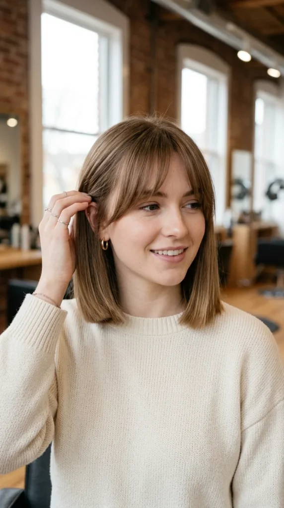 Blunt Lob with Curtain Bangs