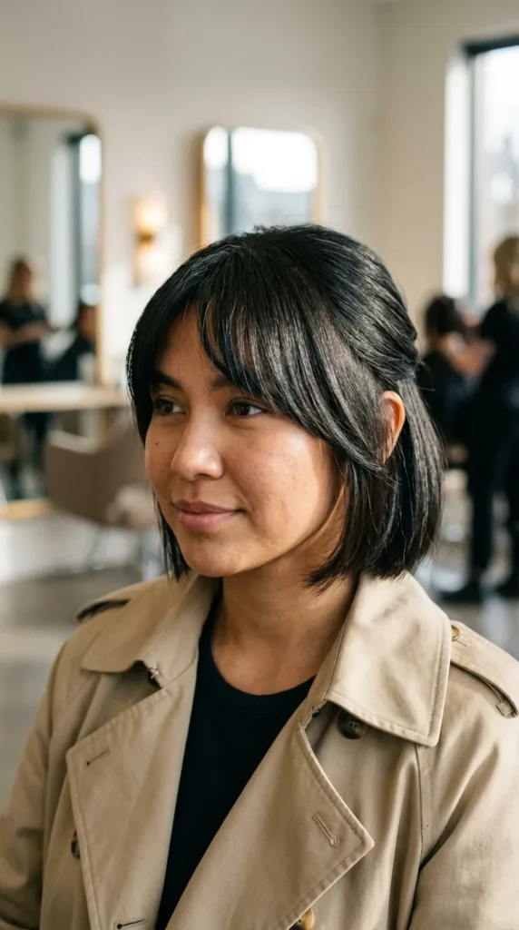 Bob with Bottleneck Bangs for Oval Face