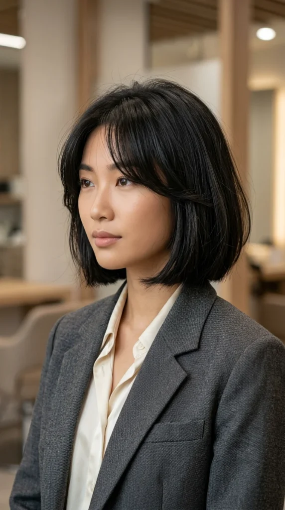 Bob with Curtain Bangs for Fine Hair