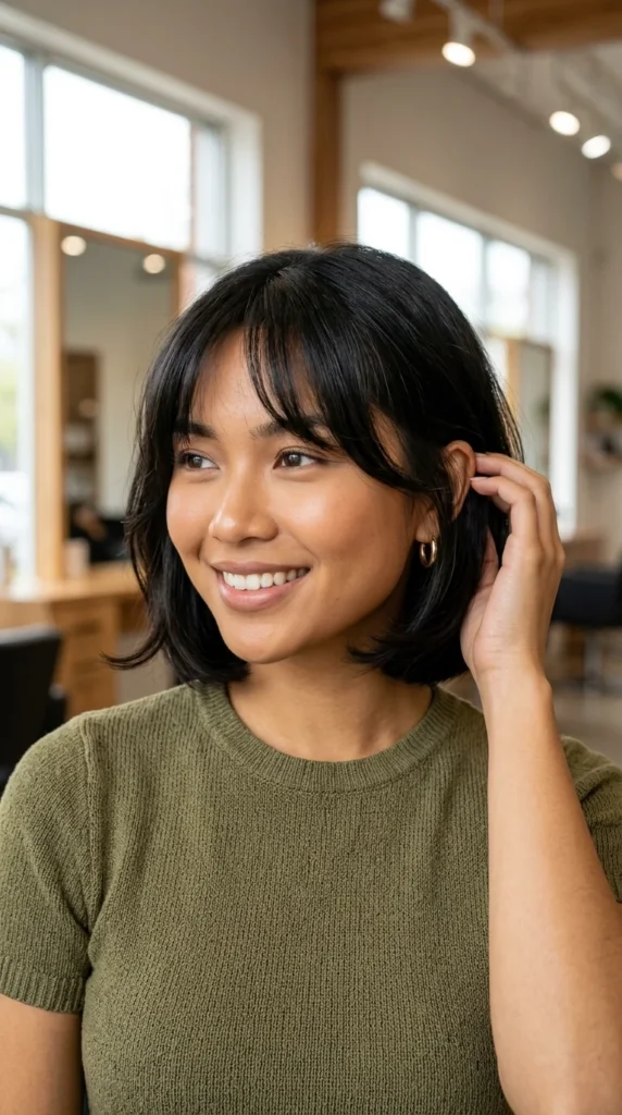 Bob with Curtain Bangs for Heart-Shaped Faces