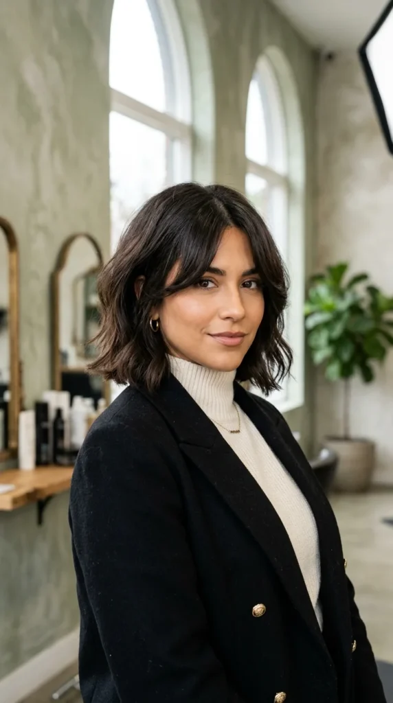 Bob with Curtain Bangs for Thick Hair