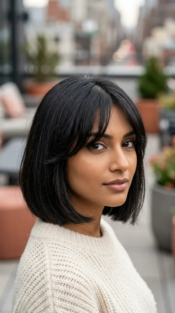 Bob with Wispy Curtain Bangs