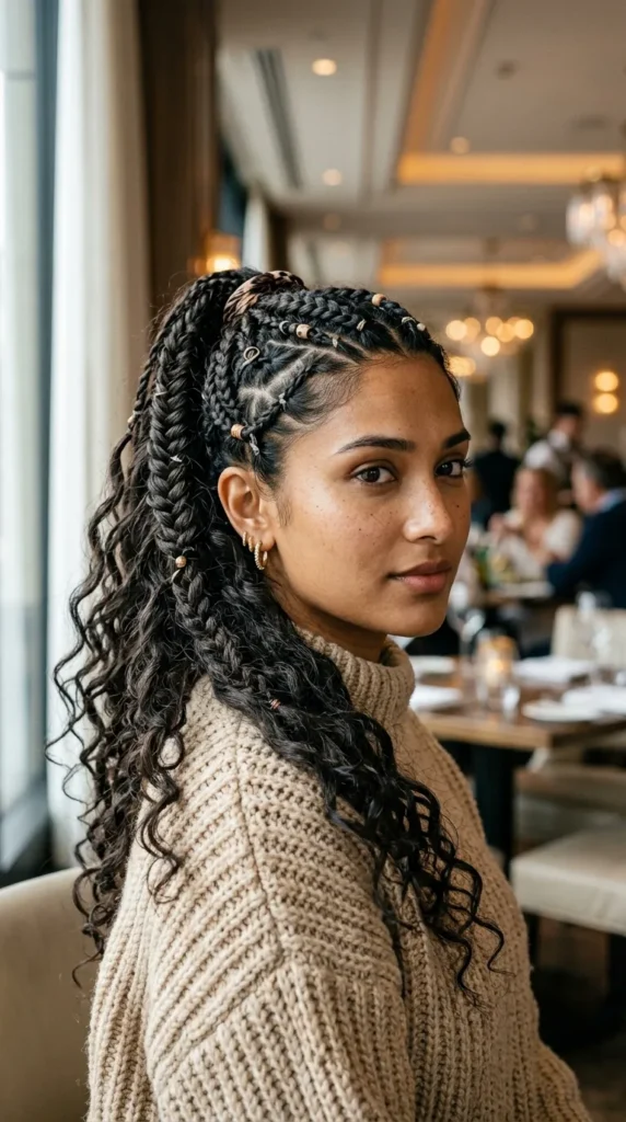 Boho Braided Ponytail with Curly Ends