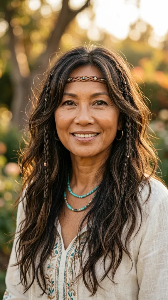 Boho-Inspired Long Layered Hairstyle