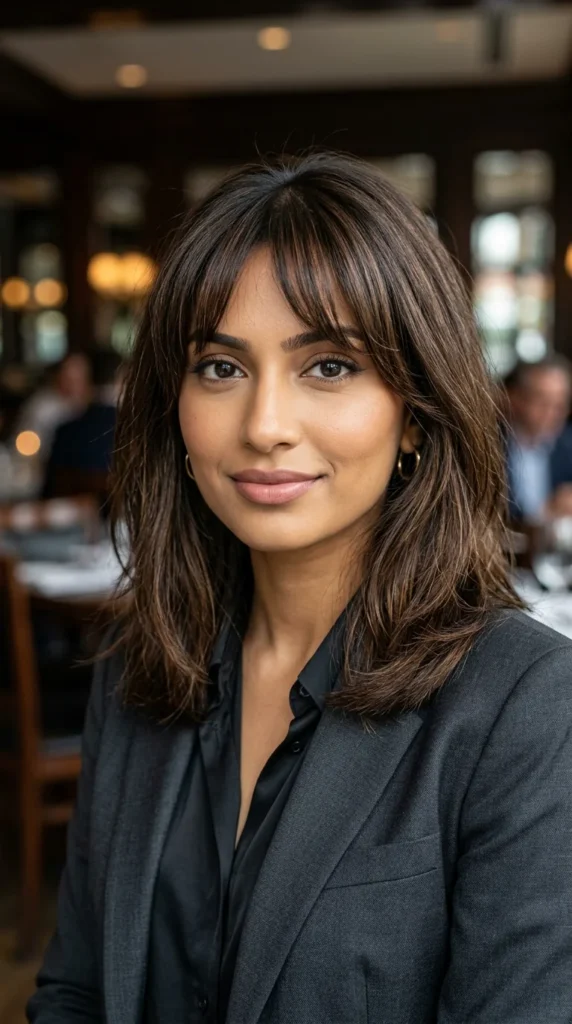 Bottleneck Bangs with Shoulder-Length Hair