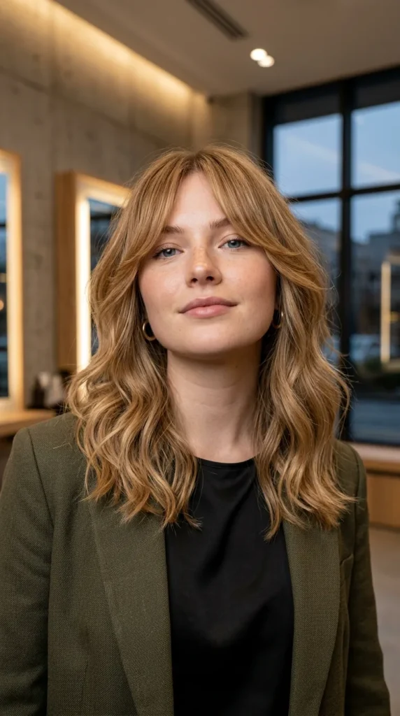 Bottleneck Curtain Bangs for Round Face