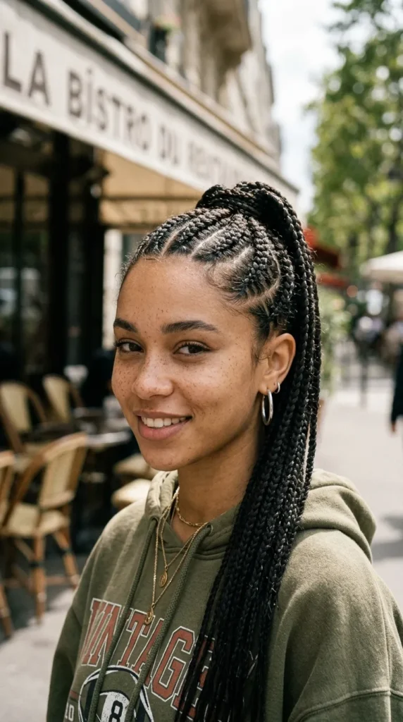 Boxer Braids into Ponytail