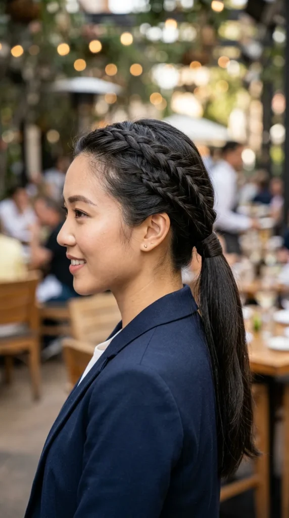 Braided Accent Low Ponytail