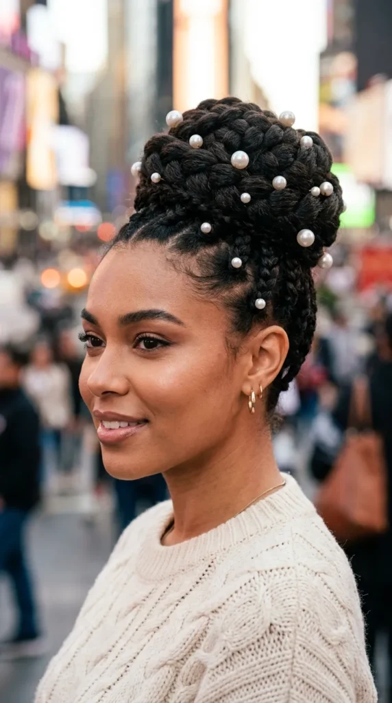 Braided Bun with Pearl Pins