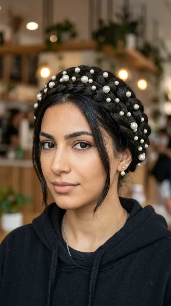 Braided Crown with Pearls